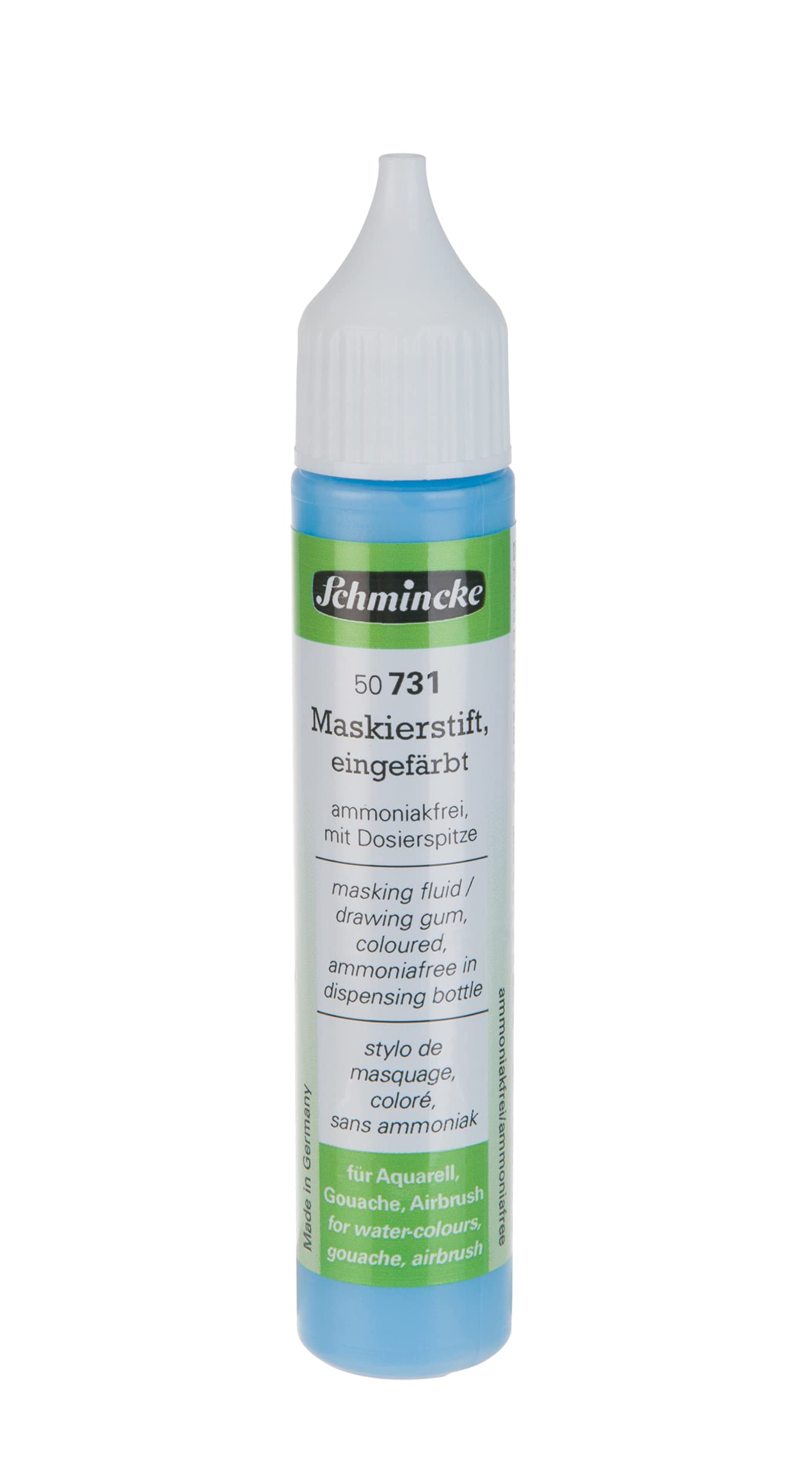 Schmincke - Masking pen coloured, 25 ml, 50 731 005, dosing pen, blue masking liquid for opaque areas of paintingson watercolour paper, smooth drawing cardboard, ammonia-free