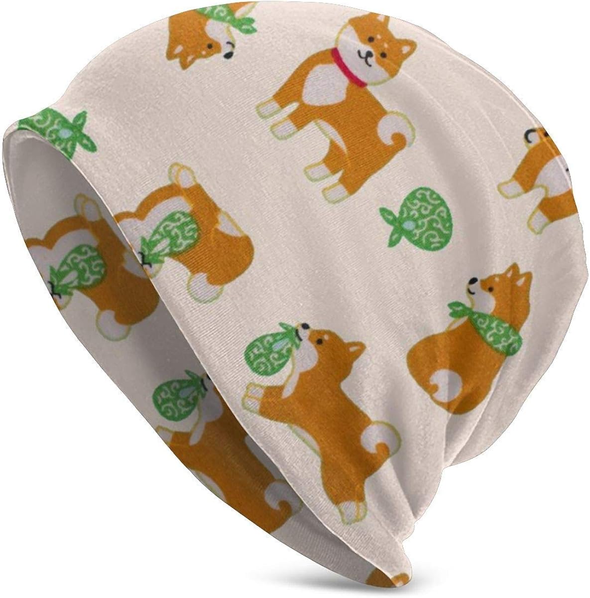 XCNGG Knit Beanie Hat Cute Dog Green Scarf Skull Cap Skiing Fall Winter