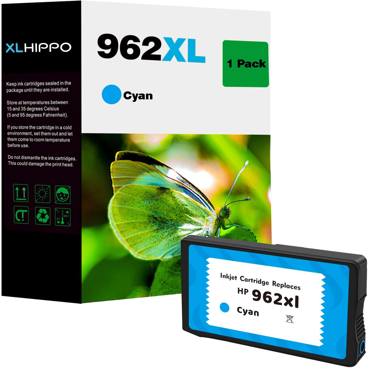 Photo 1 of 962XL Cyan Ink Cartridge, Replacement HP 962 962XL Cyan, Compatible with HP OfficeJet Pro 9015e 9018e 9025e 9010 9020 9015 9018 9025 Series Printer