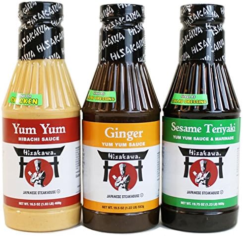 Hisakawa Yum Yum, Ginger, &amp; Sesame Teriyaki Sauce Variety (Pack of 3 Flavors)