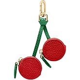 Ligficn Cute Cherry Mini PU Leather Handbag Keychain Small Fruit Bag Charms Coin Wallet Earphone Pouch Bag Charms for Women,Cherry