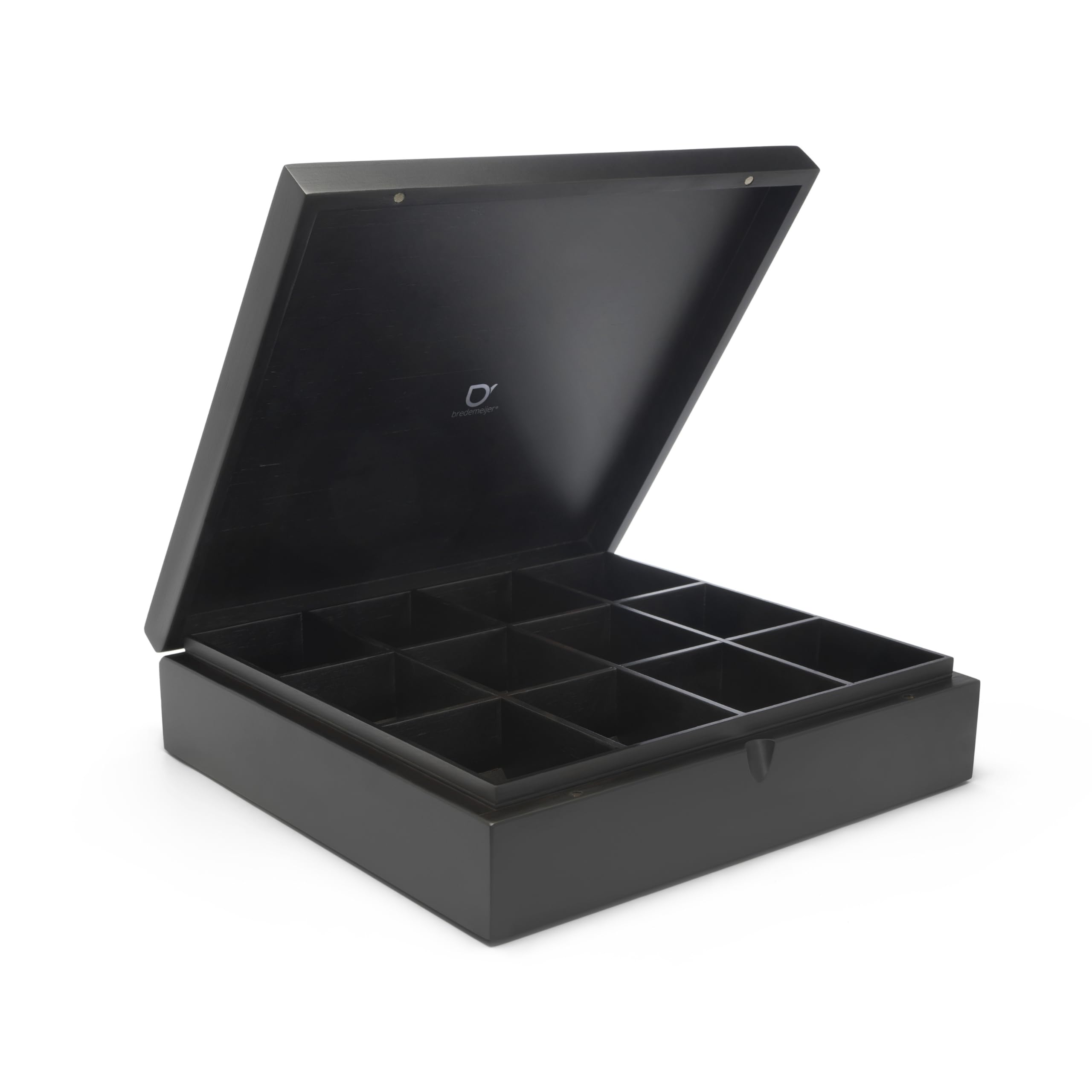 Bredemeijer Tea Box 12 Compartments Bamboo Without Window, Black