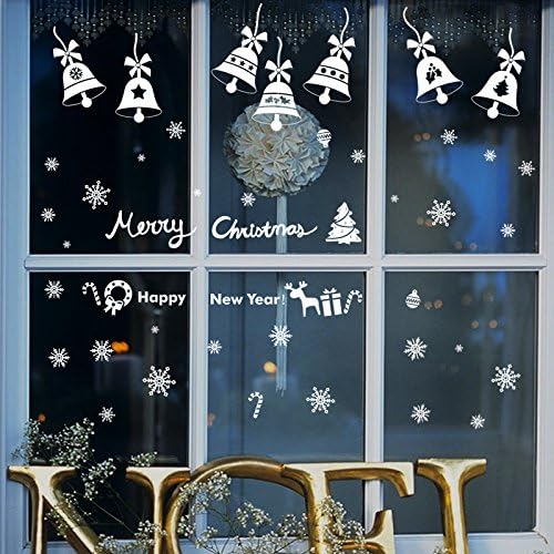 EMIRACLEZE Christmas Gift Merry Chirstmas and Happy New Year Removable Mural Wall Decal for Window Decoration Glass Door and Wall Home Decor