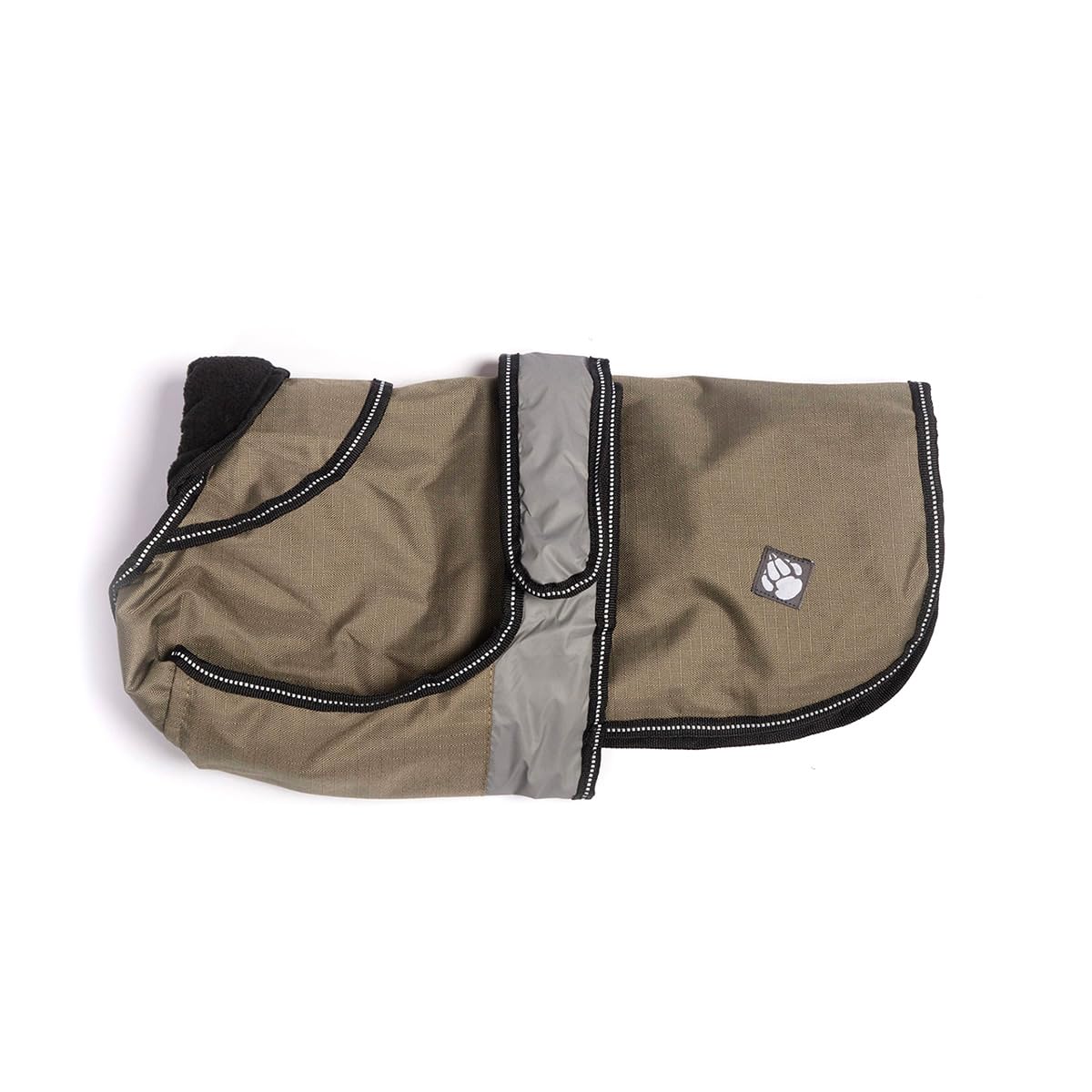 Danish Design 2 In 1 Light Reflective Four Seasons Removable Polar Lining Khaki Dog/Puppy Coat 10 Inch 25 cm