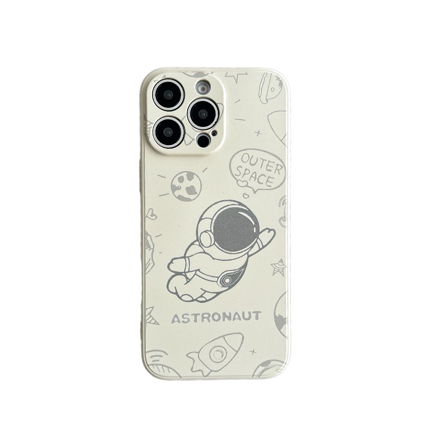 Yonds Queen for iPhone 12 Pro Max Cute Case, Cool Cartoon Astronaut Rocket Space Design Stylish Soft TPU Bumper Shockproof Anti-Slip Protector Fashion Case (iPhone 12 Pro Max, Fly White) — image 1