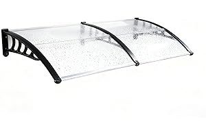 ELOMBR 80" x 40" Window Awnings Door Canopy, Polycarbonate Cover Front Door Outdoor Window Awning Exterior, Entry Door Awning for Sun Shutter, UV, Rain and Snow Protection, Hollow Sheet(Clear Board)