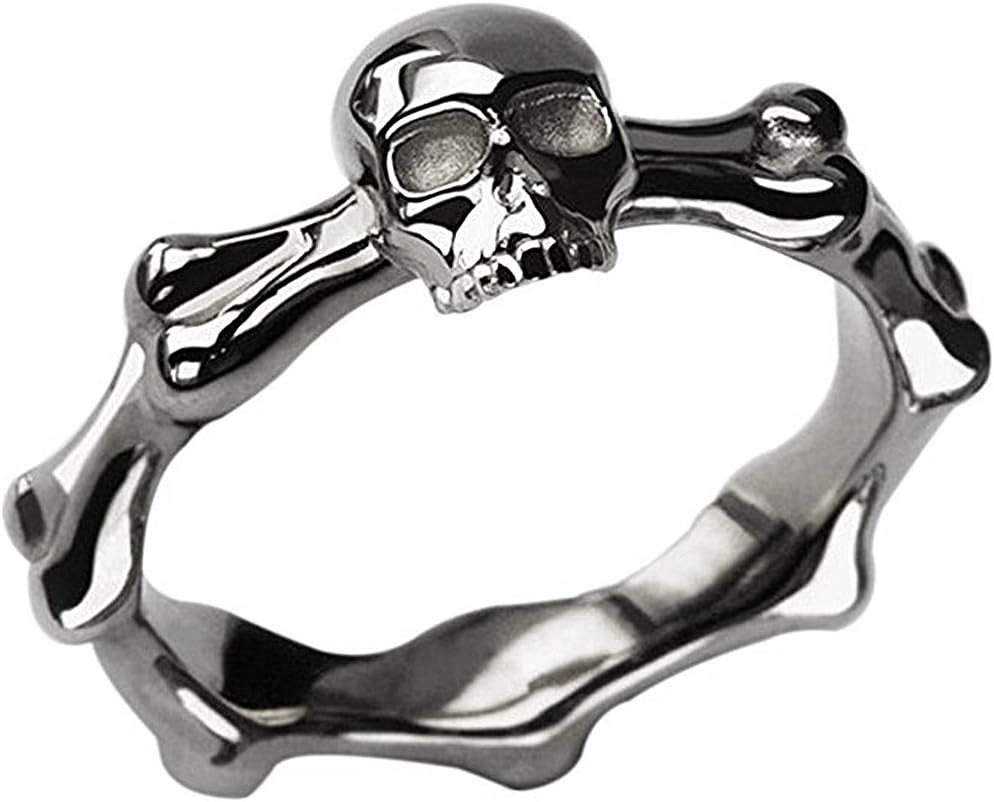 JUDEStainless Steel Gothic Skull Biker Halloween Ring