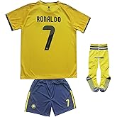 LeenBD 2025/2026 NASSR Riyadh Al #7 Kids Home Soccer Jersey Shirts Football Futbol Socks Set Youth Sizes