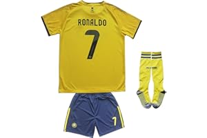LeenBD 2025/2026 NASSR Riyadh Al #7 Kids Home Soccer Jersey Shirts Football Futbol Socks Set Youth Sizes