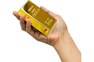 Vaulted Skulls & Co Fake Gold Bar Replica | Novelty Pirate Party Decorations (Gold, Medium) | Hollow