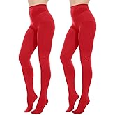 Citystl Opaque Black Tights for Women, 80D Tummy Compression Plus Size Tights, Control Top Microfiber Pantyhose for women