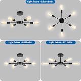 ANWIO 6 Light E27 Sputnik Ceiling Pendant Black Metal Chandelier view 4