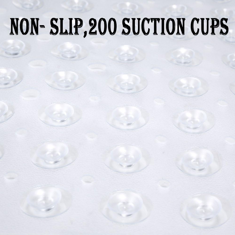 YINENN Bath Tub Shower Mat 40x16 Inch Non-Slip and Latex Free,Bathtub Mat with Suction Cups, Machine Washable Bathroom Mats with Drain Holes (Clear): Health & Personal Care