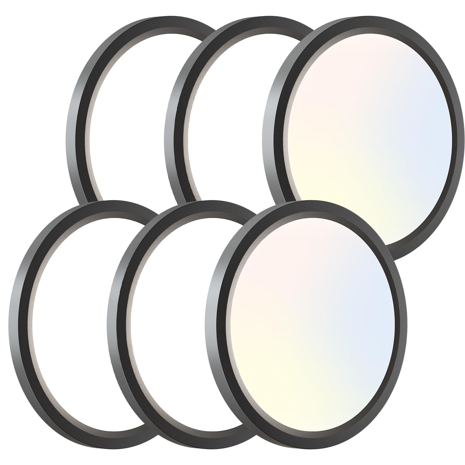 zemty 6Pack LED Ceiling Light Fixture 6.5 Inch, 12W 1200lm Ceiling Mount Light Fixtures, Adjustable 3000K 4000K 6500K, Round Flat Ceiling Lamp for Bathroom Closet Hallway Laundry (Black) Image