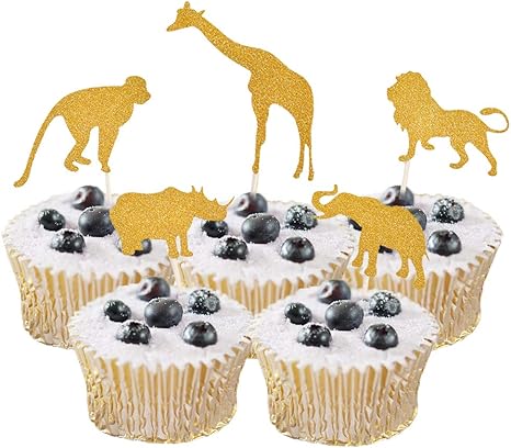 Amazon Com Hokpa Glitter Cupcake Cake Muffin Toppers Wild Animals