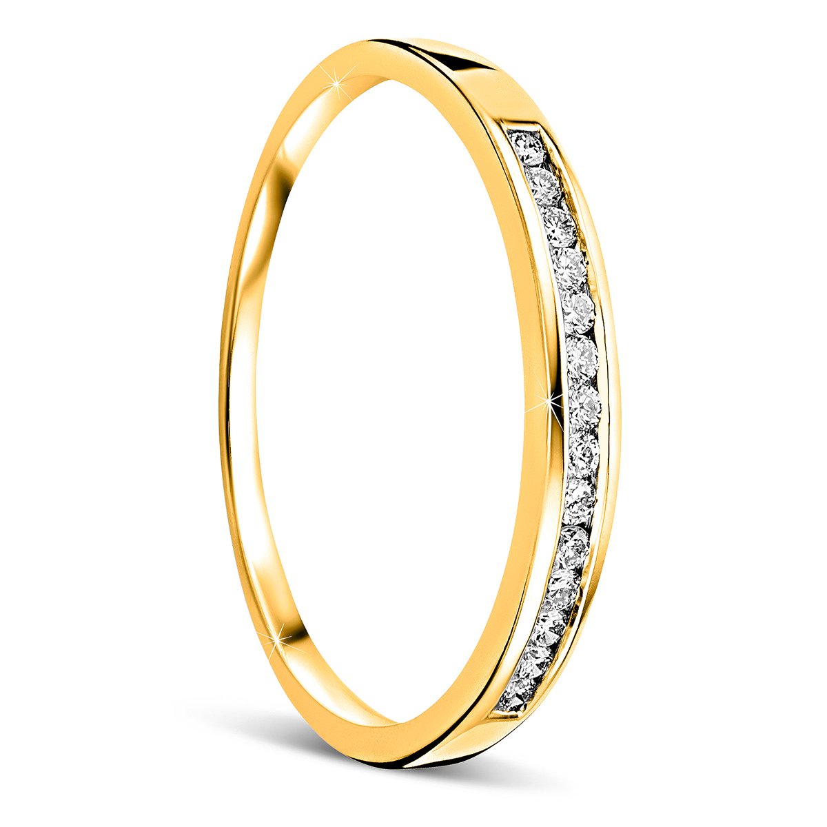 OROVI Yellow Gold Ring for Women with Diamonds in 18 Carat Gold, Hypoallergenic Ring - Handmade eternity rings with jewellery box