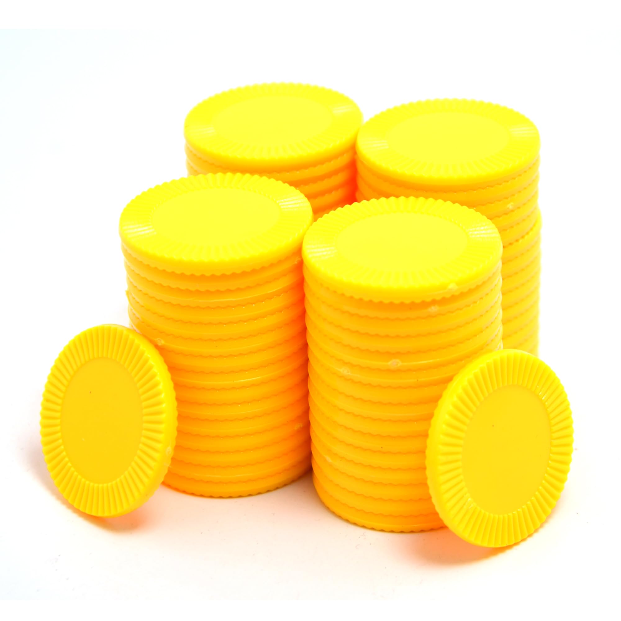 Smartdealspro 32mm Opaque Plastic Learning Counters Mini Poker Chips Games Tokens with Storage Box (Sunflower, 64pcs, Yellow)