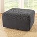 SureFit Stretch Jacquard Damask - Ottoman Slipcover - Gray