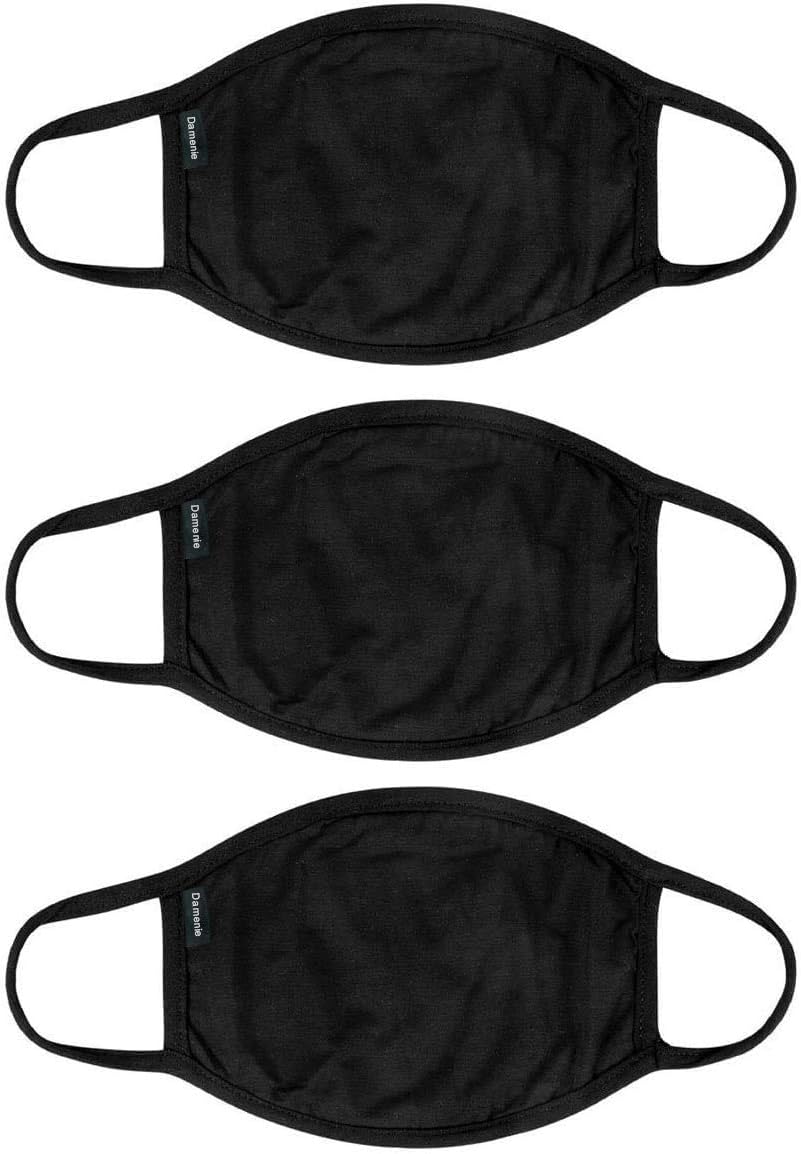 Adult Reusable And Washable Cotton Face Cover 3 Layers Use For Outdoors Travel Fashion Privacy (Pack of 3, Black)