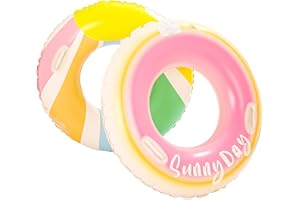 2 Pack Large Inflatable Pool Float for Adults 36 Inch Pink Pool Floats with Handles Swim Rings Swimming Pool Tubes for Summer