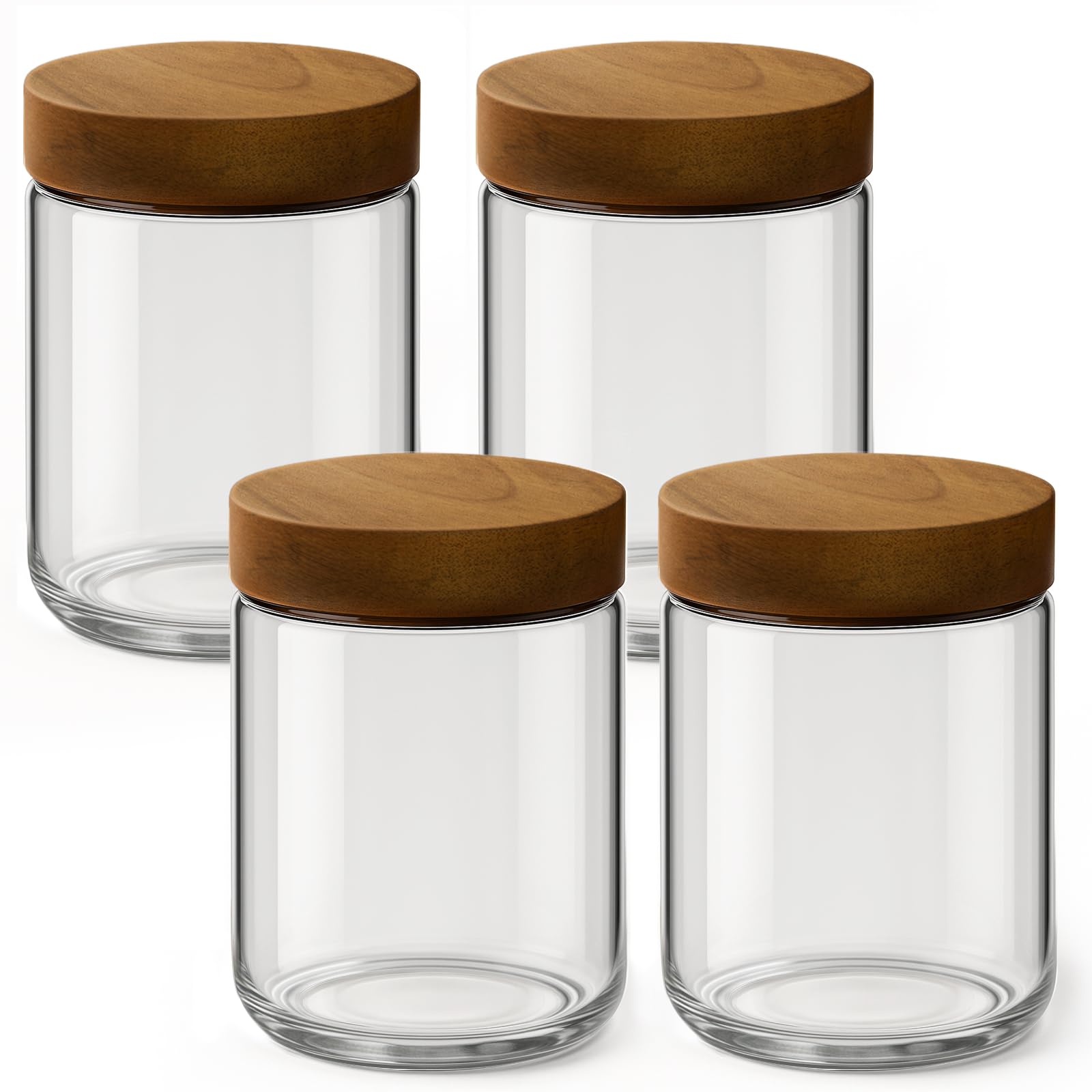 Photo 1 of ***SET OF 3***Osfel 16oz 4 Pack Overnight Oats Containers with Lids, Glass Mason Jars with Acacia Wood Airtight Lids, Wide Mouth Meal Prep Storage Jars for Yogurt, Chia Pudding, Salad, Parfait, Snacks, Spice