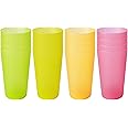 16Pack 16 Ounce Plastic Cups, Reusable Plastic Glasses, Plastic Tumblers, Safe to Wash Dishes, Very Suitable for Parties, Cam