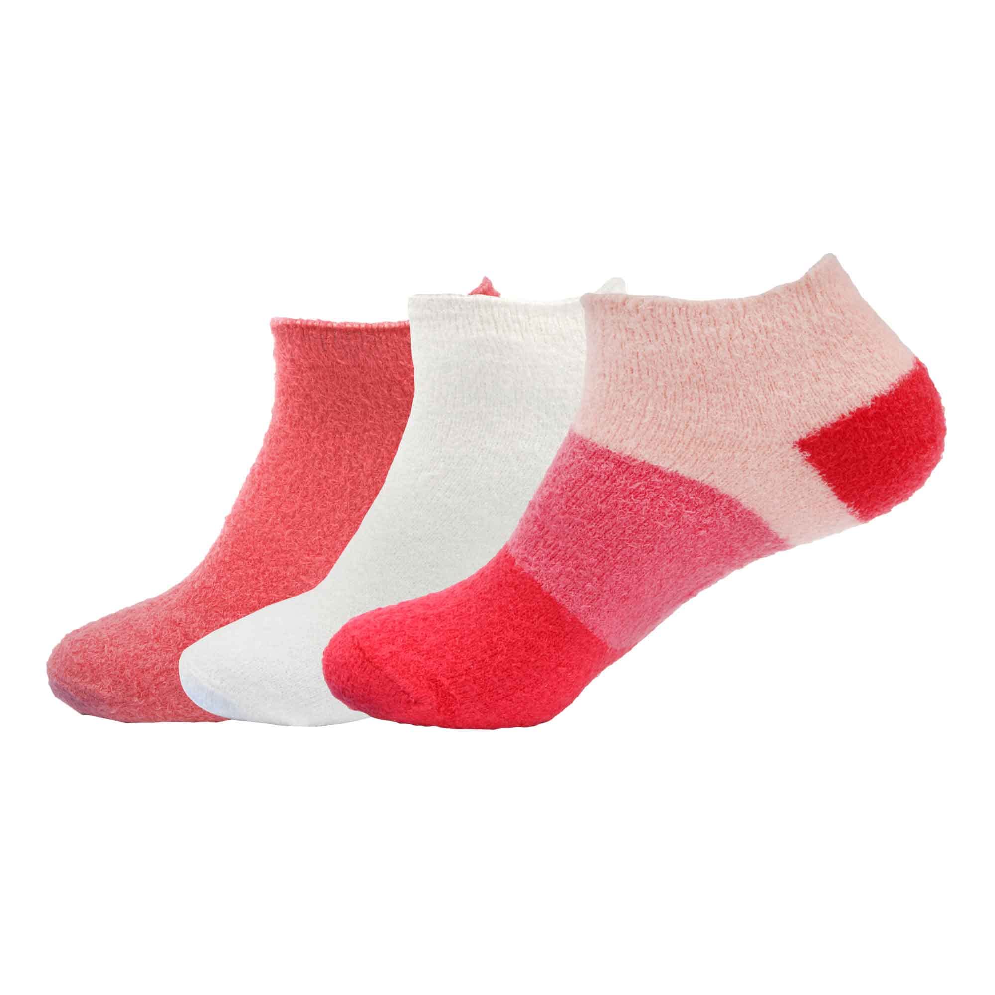 BambooMN Women's Small Super Aloe Infused Fuzzy Nylon Socks - Assortment C - Small (UK Size 2-7)