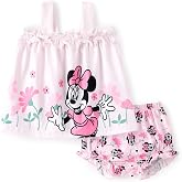Disney Princess Baby Girl Clothes: Floral Sleeveless Ruffle Tunic Top &amp; Bloomer Diaper Cover Set Newborn Summer Outfits