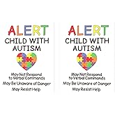 Autism Alert Decals (2-Pack) - 3x4 Emergency Safety Stickers for Children with Autism - Car, Window, Door Signs