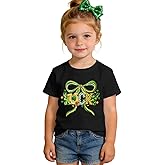 MULOIUDZ St Patrick's Day T-Shirt for Kid Toddler Girls Bow Lucky Shirts Clover Tees Irish Outfit Shamrock Tops 3-10Y
