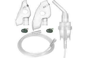 BACNUNN Nebulizer Replacement Parts with 2 Nebulizer Mask & 1 Mouthpiece-Nebulizer Tubing and Mouth Pieces Set for Adults & Kids,Universal for Various Nebulizer