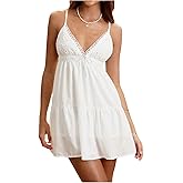 SweatyRocks Women's Summer Mini Dress Deep V Neck Sleeveless Vacation Boho A Line Dresses