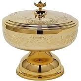 Sudbury Brass Grapes and Leaves Design Ciborium with Cover, 4 1/2 Inch