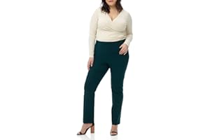 Rekucci Curvy Woman Ease into Comfort Plus Size Straight Pant w/Tummy Control