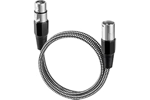 KINXIYU XLR Cable 3 FT, Microphone Cable 3 Pin Nylong Braided Balanced XLR Male to Female Heavy Duty Mic Patch Cords (Pure Copper Conductors)