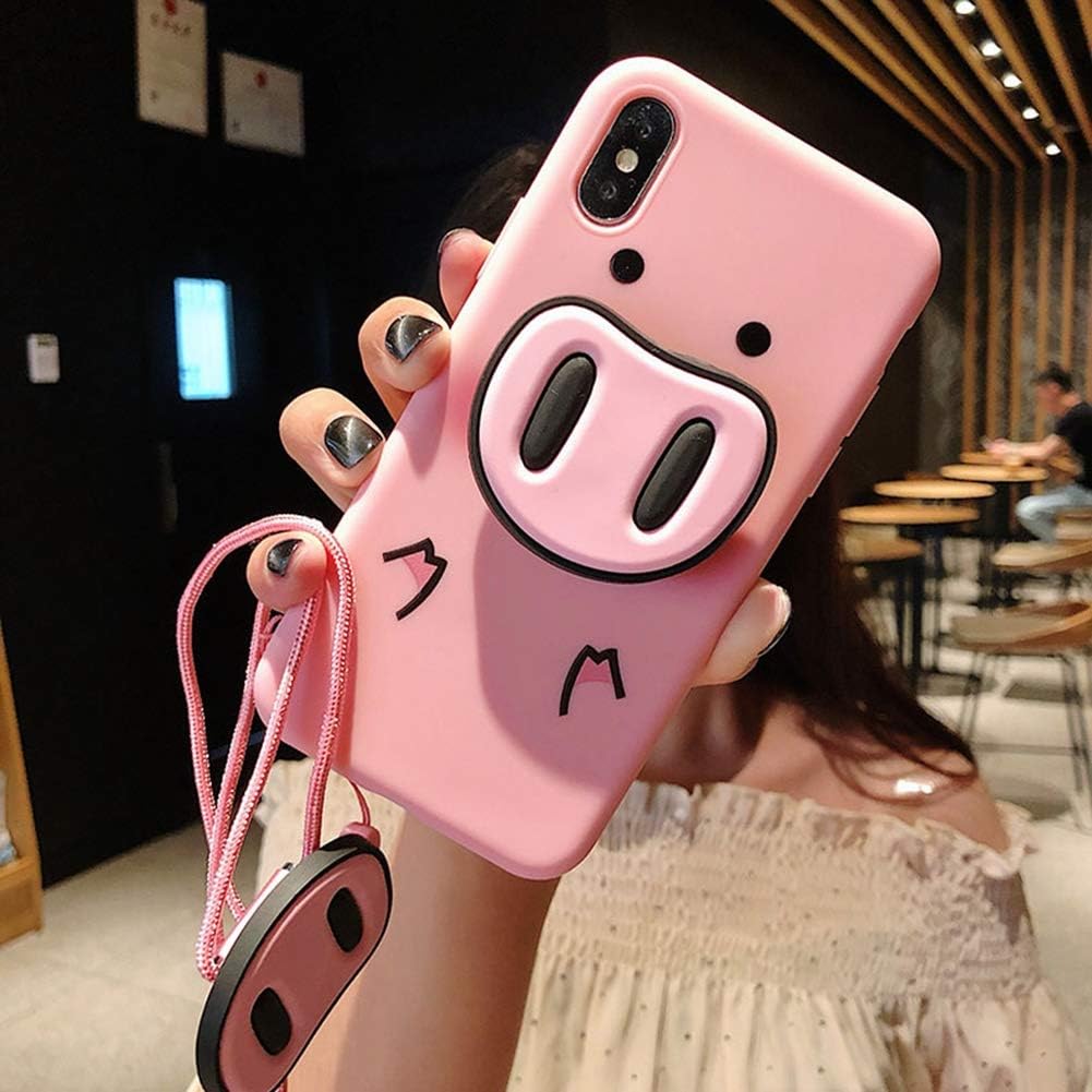 FENGT Apple Phone Case For Iphone Xs Max/Xs/Xr / 8/7/6 Plus Personality Cute Pig Nose Airbag Bracket Mobile Phone Shell Drop Protection Sleeve,1,iPhone6/6S