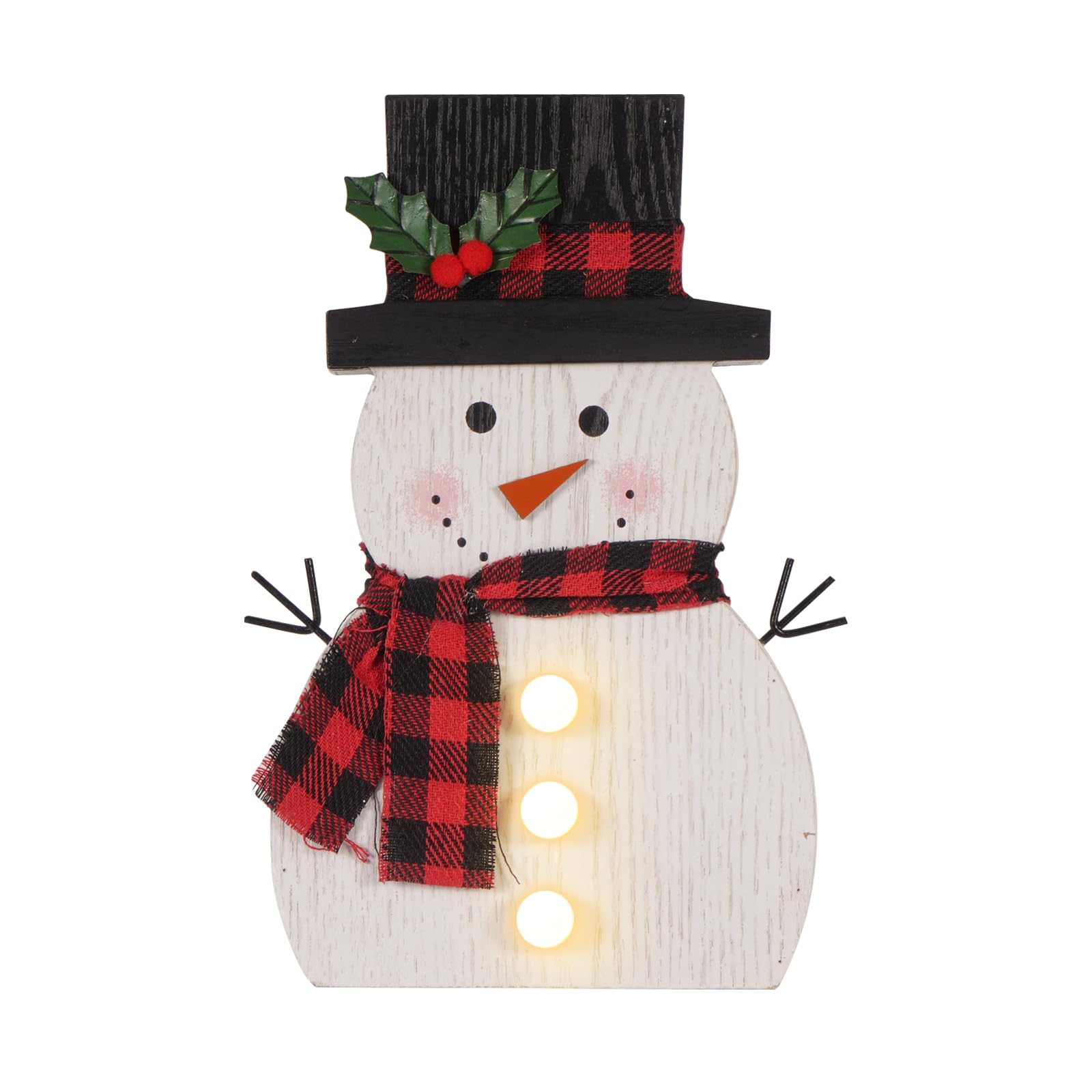 Photo 1 of *****battery bracket broken, decoration only no light*****Christmas Decorations for Home LED Lighted Snowman Decor with Timer Farmhouse Merry Christmas Sign Wooden Rustic Red Plaid Scarf Tabletop Xmas Holiday Signs Party Indoor Room