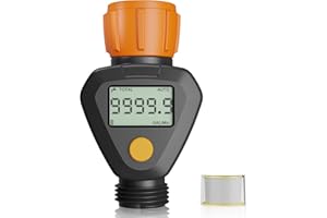 CRILEAL Water Flow Meter, RV Water Hose Meter with Standard 3/4" Hose Thread, 4 Mode Measures Gallons Used and Flow Rate,Accuracy 95% for RV Fresh Water Tank,Garden Hose,Yard Watering(Plastic Inlet)