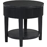 Signature Design by Ashley Marstream Modern End Table with 1 Lower Shelf and Reeded Apron, Black