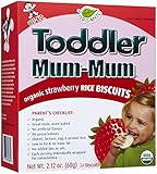 Hot-Kid Toddler Mum-Mum Rice Biscuits, Organic Strawberry, 24 Pieces Gluten Free, Allergen Free, Non-GMO, Rice Teether Cookie for Teething Infants