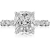 Pzokooi 4.5 Carat Cushion Cut Engagement Ring for Women,Simulated Diamond CZ Gemstone,S925 Sterling Silver Promise Ring for Wedding,Travel,Daily