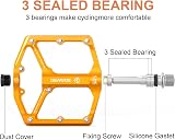 GEWAGE 3 Bearings Flat Pedals 9/16 CNC Aluminum Orange Road Mountain view 4