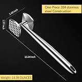 Aliglow 304 Stainless Steel Meat Tenderizer Double Sided Mallet 2.0" Head view 2