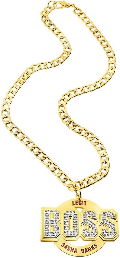 WWE AUTHENTIC WEAR Sasha Banks Legit Boss Studded Pendant Gold: Clothing