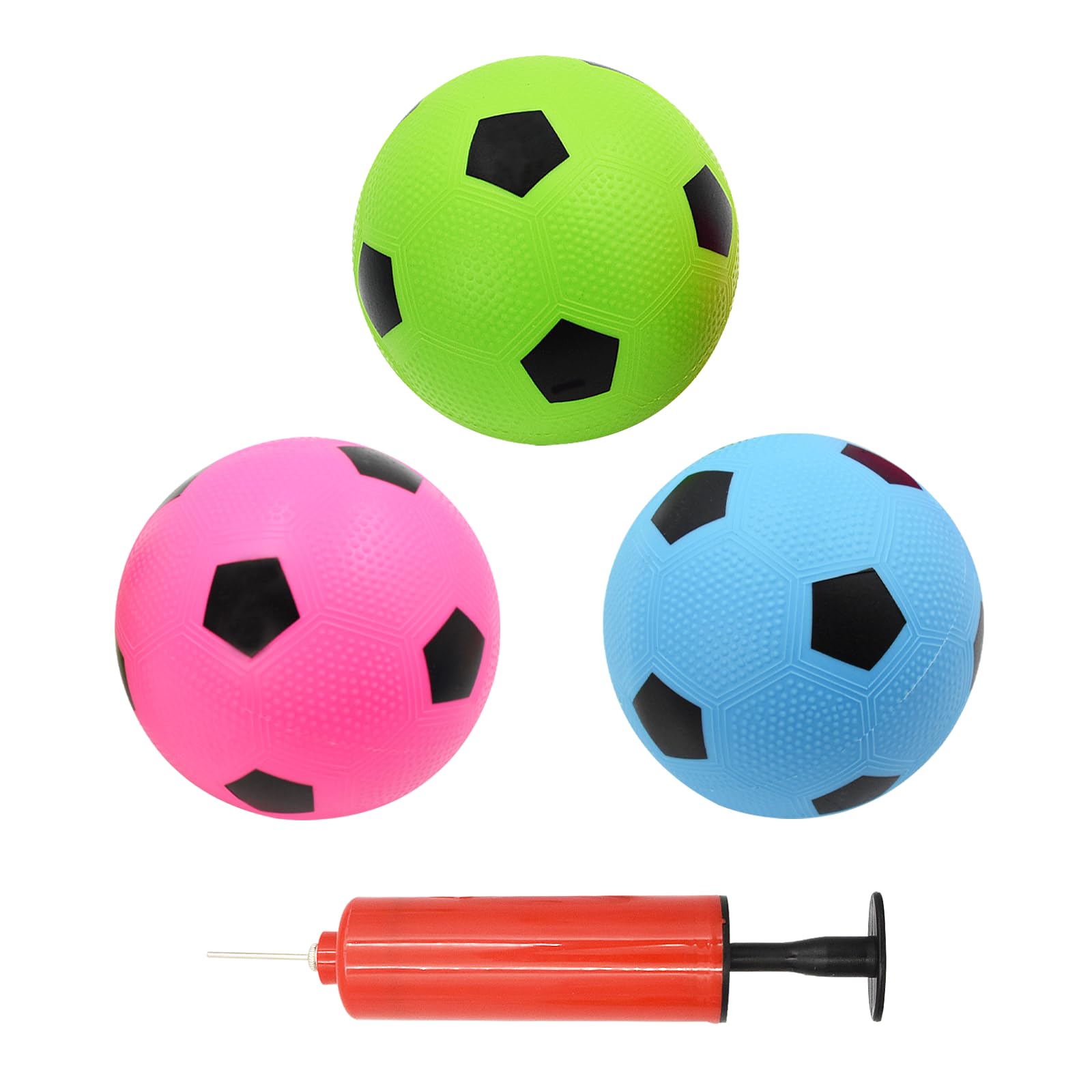 Coriver 3 Pack Mini Football,15 cm Inflatable Small Soccer Ball, 3 Colours Soccer Ball with 1 Pump, Summer Pool Beach Ball, Outdoor Indoor Sports Game for Kids Adults Training Play