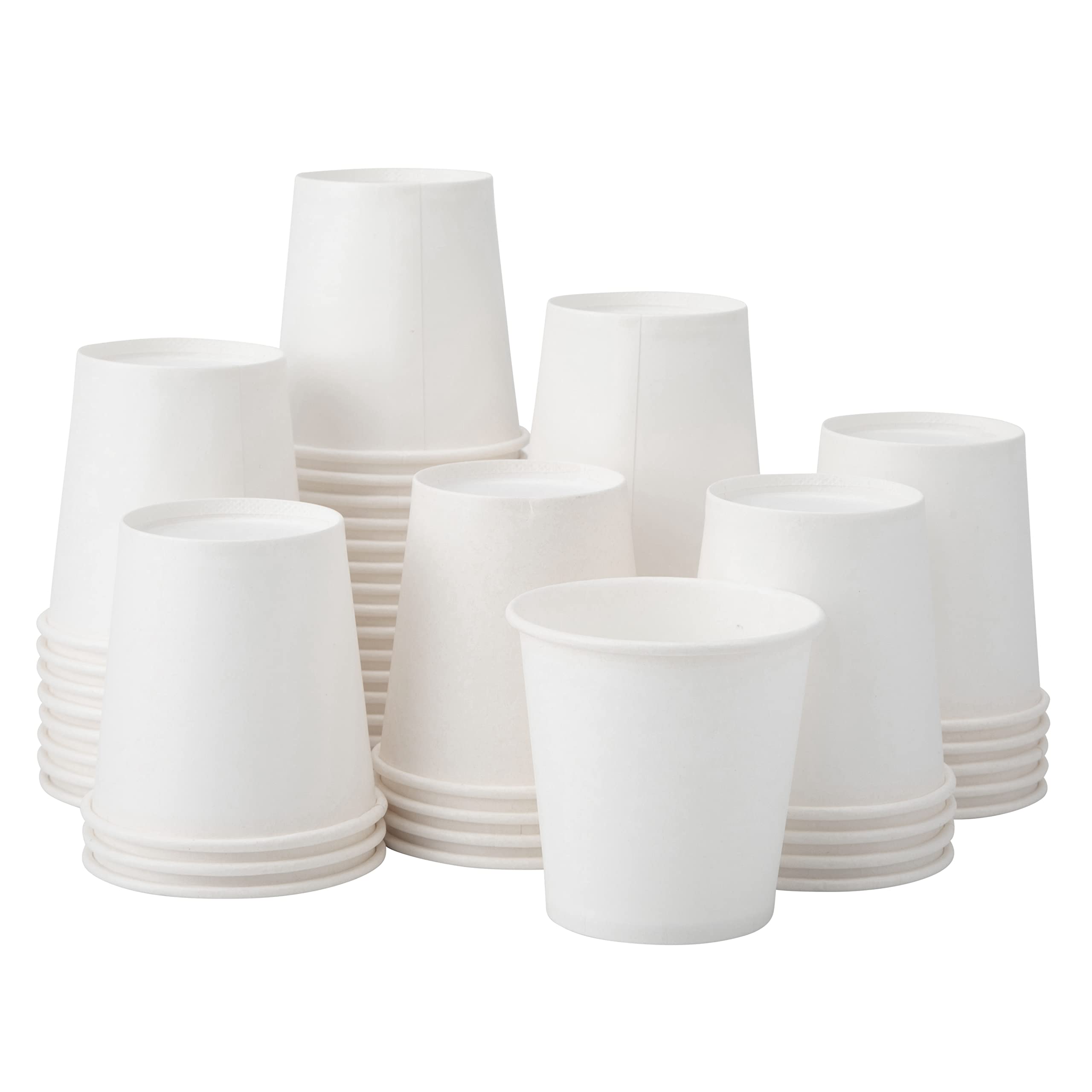 Party Warehouse 100 x Disposable White Paper 4oz Cups 115ml for Espresso Coffee Tea Hot Drinks and Cold Drinks - Great for Serving Samples, Portions as Well as Home Use (100, 4oz)