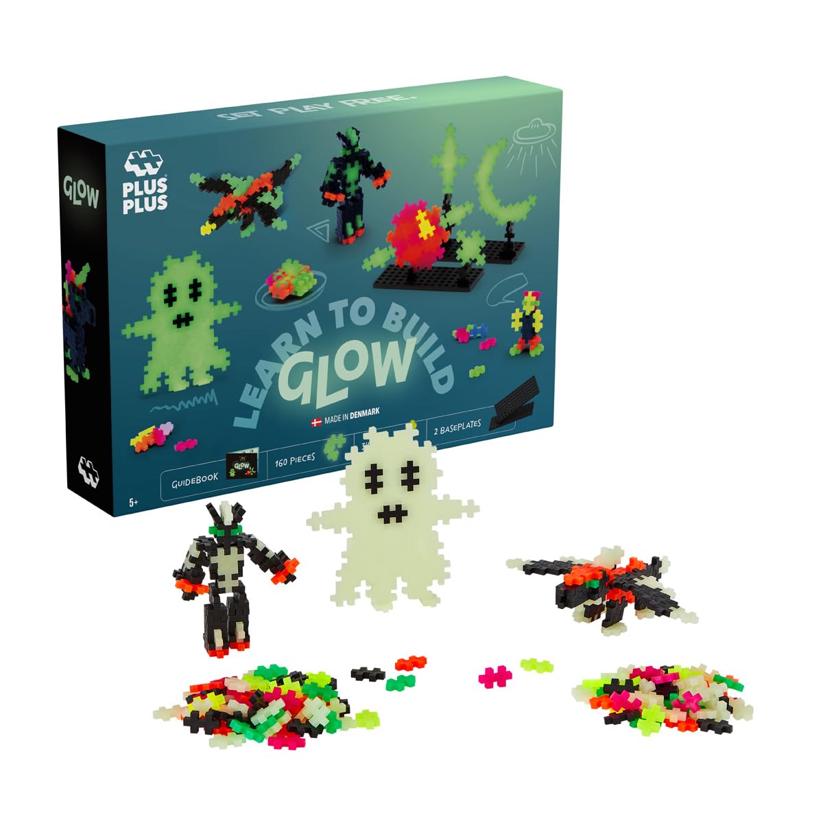 Plus-Plus Building Blocks Toy - 500pc Learn to Build Set with Glow in the Dark and Neon Pcs - Kids Construction Toys, Girls and Boys Toys Age 5 Plus — image 1