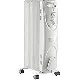 PELONIS PHO15A2AGW, Basic Electric Oil Filled Radiator, 1500W Portable Full Room Radiant Space Heater with Adjustable Thermos