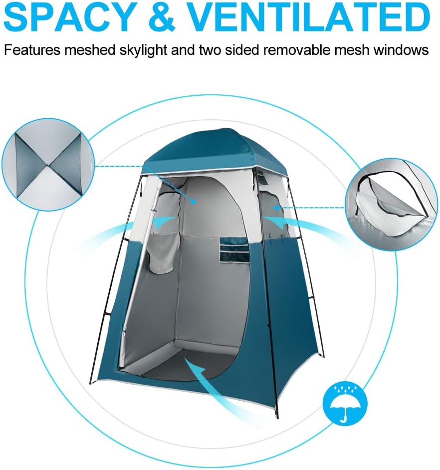 VINGLI 6.7FT Shower Tent, Changing Room Tent for Portable Toilet, with Mesh Floor and Carrying Bag, Lightweight & Sturdy, Perfecr for Camping, Boat, Dressing Outdoor or Indoor: Sports & Outdoors