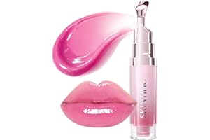 SKINTIFIC Hydrating Brightening Lip Serum, Smooth Tinted Lip Stain, Plumping Lip Gloss with Polypeptide Squalane, Moisturizing Balms, Brighten Dark Lips, Korean Beauty Makeup (04 Pink Berry)